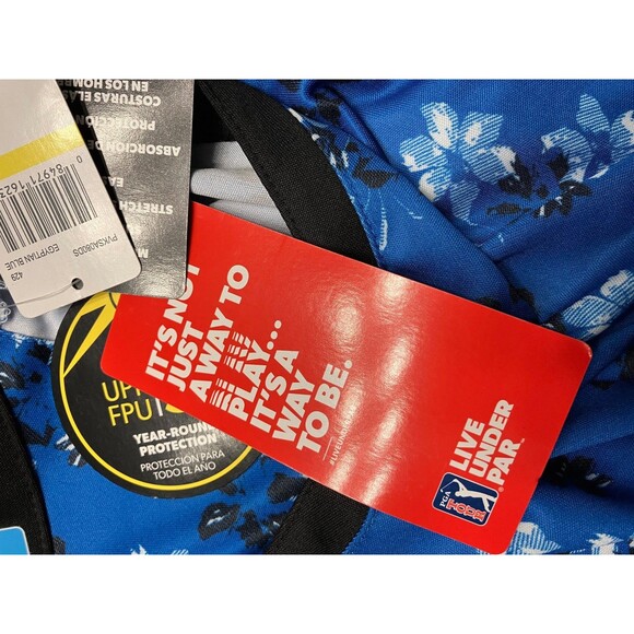 PGA Tour Womens V-neck UPF FPU 50 Blue/Black Flowered Golf Shirt Medium - Picture 4 of 9